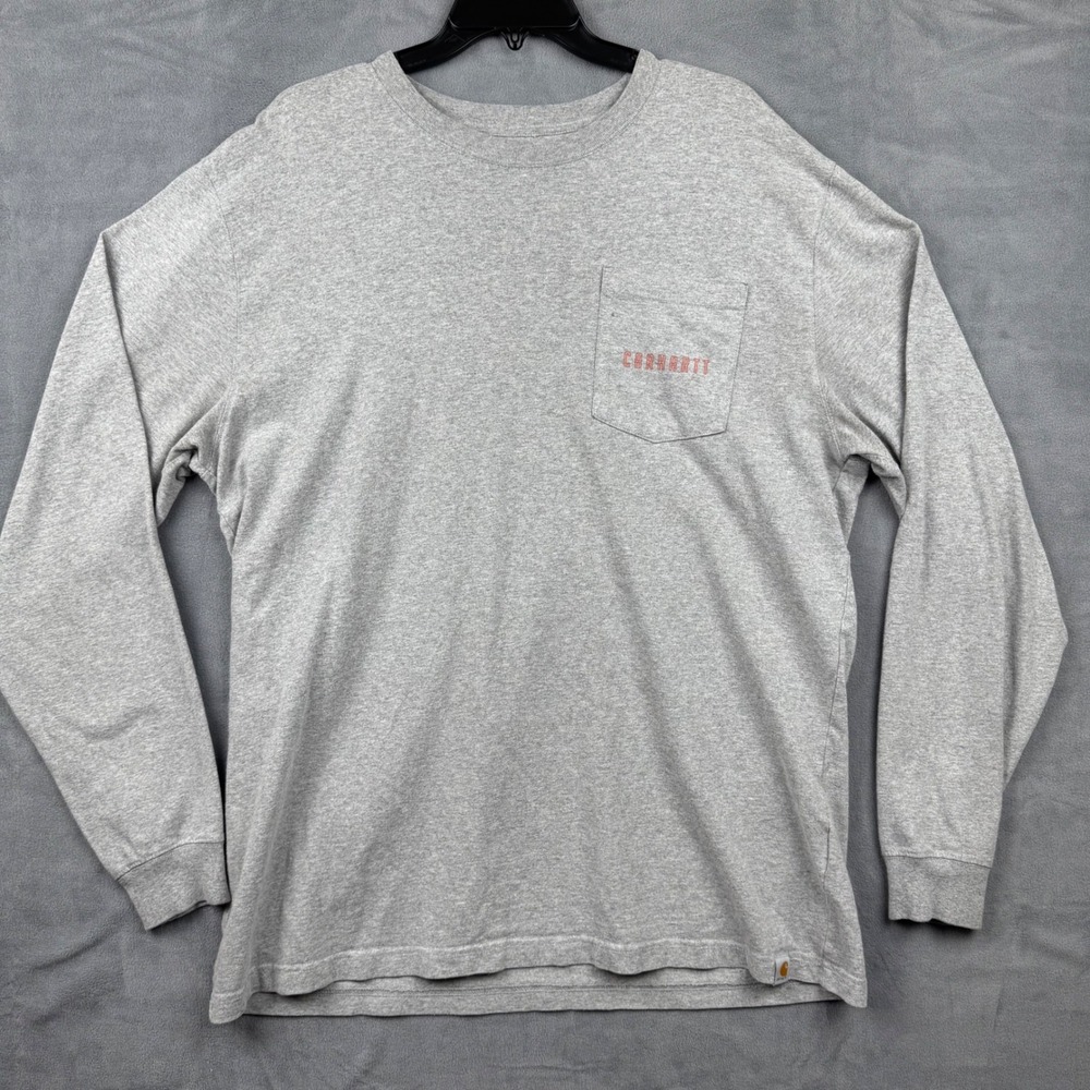 Carhartt Mens Long Sleeve Loose Fit Pocket T Shirt Gray‎ L Tall Built Tough